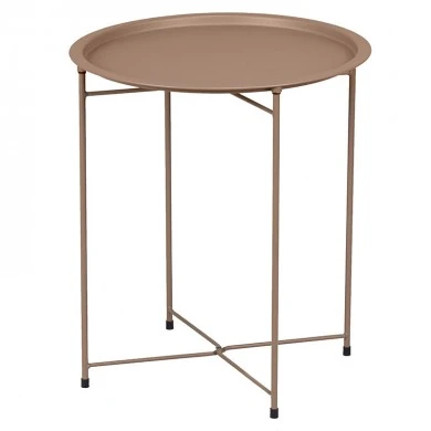 Auxiliary garden table metal folding in beige color Ø46x52cm