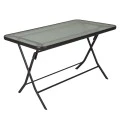 Metal garden table folding in brown color with security glass 140x80x72cm