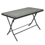 Metal garden table folding in brown color with security glass 140x80x72cm