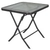 Metal garden table folding in brown color with safety glass 70x70x72cm