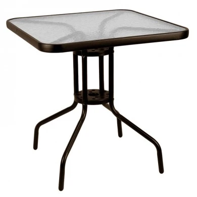 Metal garden table in brown with safety glass 70x70x72cm