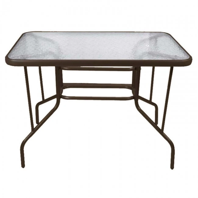 Metal garden table with security glass 100x65x72cm