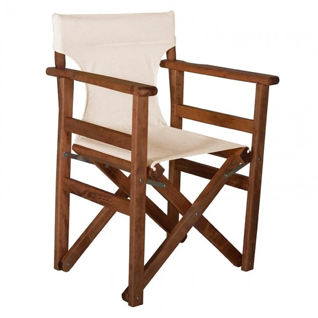 Megapap waterproof polyester canva for director's armchair in ecru color 56x44x80cm.