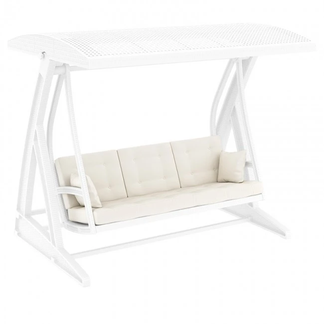 Κούνια κήπου βαρέως τύπου 3 θέσεων πολυπροπυλενίου χρώμα λευκό με μαξιλάρια HAWAII SIESTA