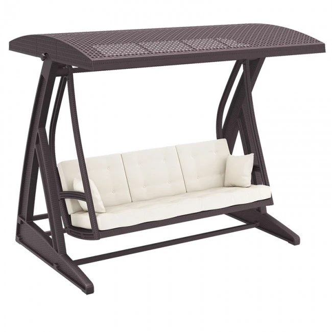 Κούνια κήπου βαρέως τύπου με μαξιλάρια πολυπροπυλενίου χρώμα καφέ με μαξιλάρια HAWAII SIESTA