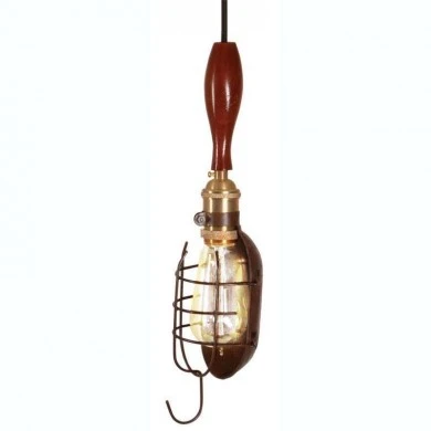 Wooden/metallic ceiling lamp in brown color 9x7x34/100 cm INART 3-10-330-0015