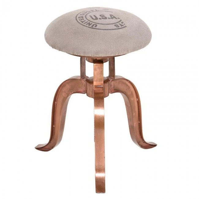 Metallic stool with fabric in brown color 40x47 cm INART 3-50-189-0013