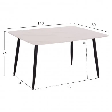 ΤΡΑΠΕΖΙ RAVEN HM18149.01 ΚΕΡΑΜΙΚΟ TOP ΜΕ ΟΨΗ ΛΕΥΚΟ ΜΑΡΜΑΡΟ 140x80x74Υεκ.