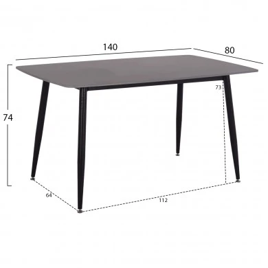 ΤΡΑΠΕΖΙ RAVEN HM18149.02 ΚΕΡΑΜΙΚΟ TOP ΜΕ ΟΨΗ ΜΑΥΡΟ ΜΑΡΜΑΡΟ 140x80x74Υεκ.