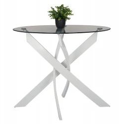 ΤΡΑΠΕΖΙ ΚΟΥΖΙΝΑΣ ΣΤΡΟΓΓΥΛΟ JAFARU HM8499.13 ΛΕΥΚΑ ΜΕΤΑΛ.ΠΟΔΙΑ Φ90x75Yεκ.