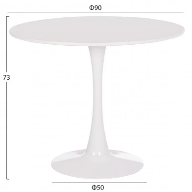 ΤΡΑΠΕΖΙ ΣΤΡΟΓΓΥΛΟ BROLIN HM18141.01 MDF TOP-ΒΑΣΗ ΜΕΤΑΛΛΙΚΗ--ΛΕΥΚΟ Φ90x73Υεκ