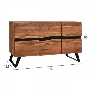 ΜΠΟΥΦΕΣ ALICIA ΑΠΟ ΜΑΣΙΦ ΞΥΛΟ ΑΚΑΚΙΑΣ ΦΥΣΙΚΟ 148Χ43,5Χ86Υεκ.HM8173