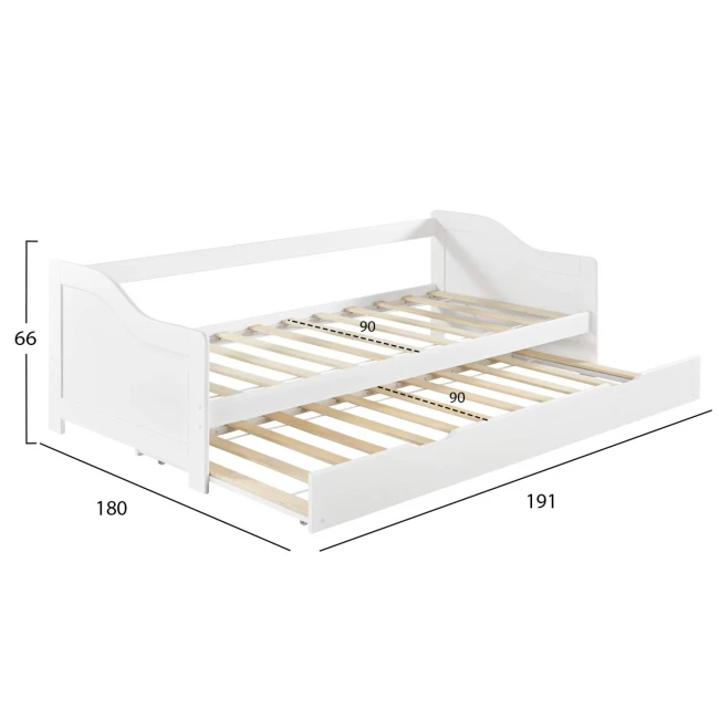 ΚΑΝΑΠΕΣ ΚΡΕΒΑΤΙ TRADDY HM704.03 ΞΥΛΟ ΠΕΥΚΟΥ ΛΕΥΚΟ ΓΙΑ ΣΤΡΩΜΑΤΑ 190x90εκ