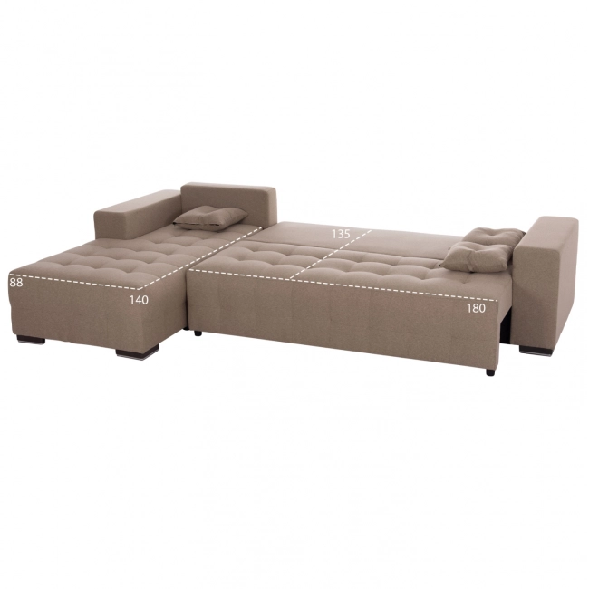 ΓΩΝΙΑΚΟΣ ΚΑΝΑΠΕΣ-ΚΡΕΒΑΤΙ ΜΕ ΑΠΟΘ.ΧΩΡΟ TRENDSTON HM3302.03L ΜΠΕΖ ΥΦΑΣΜΑ 298x177x95Υεκ