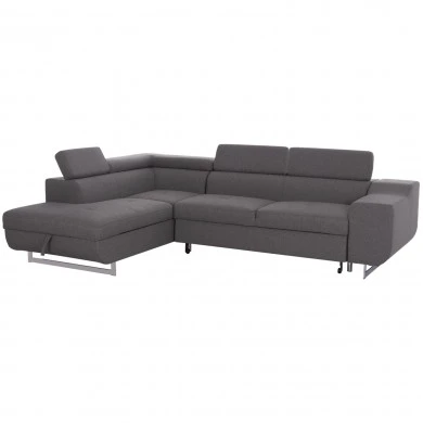 ΓΩΝΙΑΚΟΣ ΚΑΝΑΠΕΣ-ΚΡΕΒΑΤΙ ΜΕ ΑΠΟΘ.ΧΩΡΟ ENCORE HM3301.01L ΓΚΡΙ ΥΦΑΣΜΑ 285x205x90Υεκ.