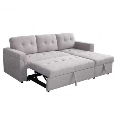 ΓΩΝΙΑΚΟΣ ΚΑΝΑΠΕΣ-ΚΡΕΒΑΤΙ ΑΝΑΣΤΡΕΨΙΜΟΣ SAL HM3310.01 ΓΚΡΙ ΥΦΑΣΜΑ 214x137x83Yεκ