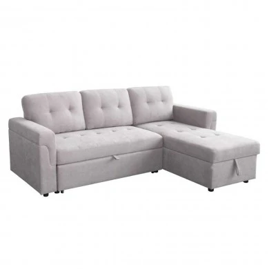 ΓΩΝΙΑΚΟΣ ΚΑΝΑΠΕΣ-ΚΡΕΒΑΤΙ ΑΝΑΣΤΡΕΨΙΜΟΣ SAL HM3310.01 ΓΚΡΙ ΥΦΑΣΜΑ 214x137x83Yεκ