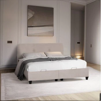 ΚΡΕΒΑΤΙ ΜΕ ΑΠΟΘ.ΧΩΡΟ DOLORES HM631.32 ΜΠΕΖ ΥΦΑΣΜΑ- ΓΙΑ ΣΤΡΩΜΑ 160x200εκ