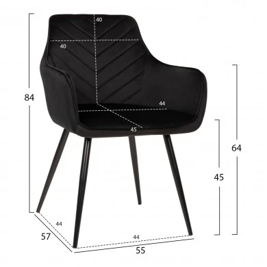 ΠΟΛΥΘΡΟΝΑ LATRELL HM8582.04 ΜΑΥΡΟ ΒΕΛΟΥΔΟ & ΜΑΥΡΑ ΜΕΤΑΛΛΙΚΑ ΠΟΔΙΑ 54x57x84Yεκ.