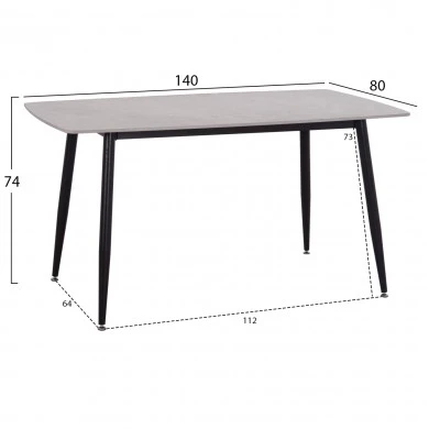 ΤΡΑΠΕΖΙ RAVEN HM18149.13 ΚΕΡΑΜΙΚΟ TOP ΜΕ ΟΨΗ ΓΚΡΙ ΜΑΡΜΑΡΟ 140x80x74Υεκ.