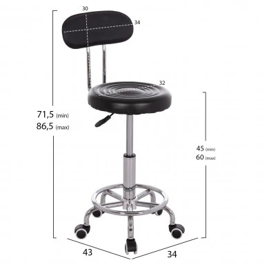ΣΚΑΜΠΟ ΠΕΡΙΣΤΡΕΦΟΜΕΝΟ ΣΧΕΔΙΑΣΤΗΡΙΟΥ IRIS HM211.21 PU ΜΑΥΡΟ HOMEMARKT 34x43x86,5Υεκ.