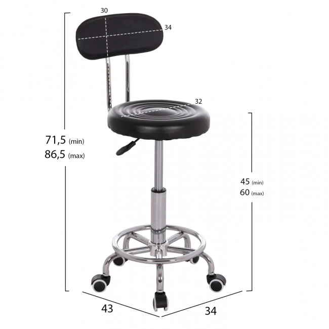 ΣΚΑΜΠΟ ΠΕΡΙΣΤΡΕΦΟΜΕΝΟ ΣΧΕΔΙΑΣΤΗΡΙΟΥ IRIS HM211.21 PU ΜΑΥΡΟ HOMEMARKT 34x43x86,5Υεκ.