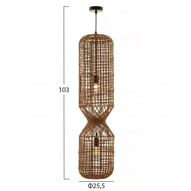 ΦΩΤΙΣΤΙΚΟ ΟΡΟΦΗΣ ΚΡΕΜΑΣΤΟ HM4344 ΚΥΛΙΝΔΡΙΚΟ ΑΠΟ PAPER ROPE ΜΠΕΖ-2 ΛΑΜΠΕΣ Φ25x100-160Υεκ.