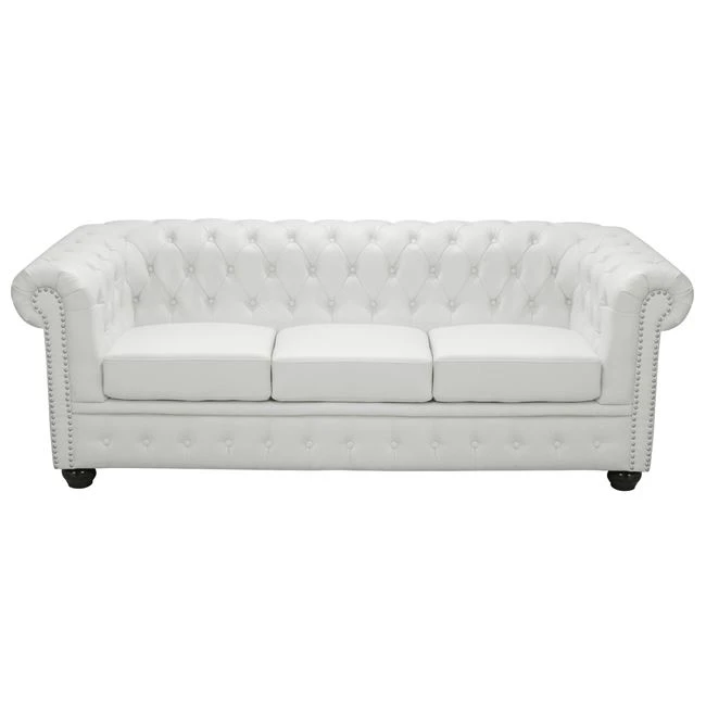 ΚΑΝΑΠΕΣ 3ΘΕΣΙΟΣ T.CHESTERFIELD HM3009.02 ΤΕΧΝΟΔΕΡΜΑ ΛΕΥΚΟ ΜΑΤ 208x90x73 εκ.