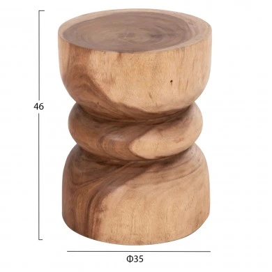 ΣΚΑΜΠΟ/ΤΡΑΠΕΖΑΚΙ ΣΤΡΟΓΓΥΛΟ BELLO HM9900.11 ΞΥΛΟ SUAR--ΦΥΣΙΚΟ Φ35x46Υεκ.