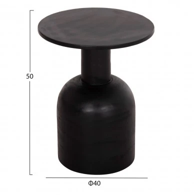 ΒΟΗΘΗΤΙΚΟ ΤΡΑΠΕΖΑΚΙ PUMBE HM9891.12 ΞΥΛΟ SUAR ΣΕ ΜΑΥΡΟ ΧΡΩΜΑ Φ40x50Υεκ