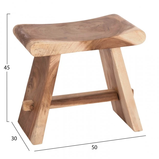 ΒΟΗΘΗΤΙΚΟ ΣΚΑΜΠΟ SADEL HM18294 ΞΥΛΟ SUAR--ΦΥΣΙΚΟ 50x30x45Υεκ.