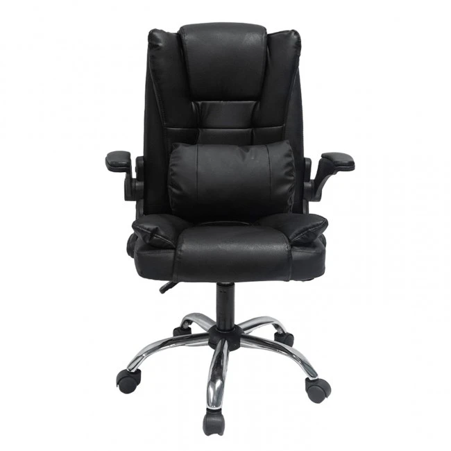 ΚΑΡΕΚΛΑ ΓΡΑΦΕΙΟΥ CANAN HM1201 ΜΑΥΡO PVC-ΜΑΥΡΟ NYLON-ΒΑΣΗ ΧΡΩΜΙΟΥ 66x61x105Υεκ.