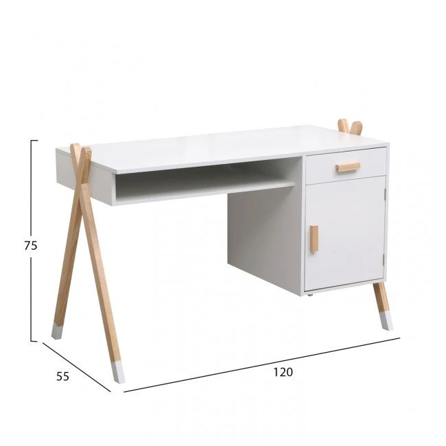 ΓΡΑΦΕΙΟ ΠΑΙΔΙΚΟ PASCHAL HM2496.03 ΜΕΛΑΜΙΝΗ-ΞΥΛΟ ΠΕΥΚΟΥ 120x55x75Υεκ