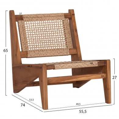 ΚΑΡΕΚΛΑ LOUNGE LUKILLA HM9913 ΞΥΛΟ TEAK ΣΕ ΦΥΣΙΚΟ--ΣΥΝΘ.ΣΧΟΙΝΙ ΜΠΕΖ 55,5x74x65Υεκ.