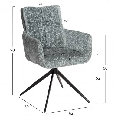 ΠΟΛΥΘΡΟΝΑ ΠΕΡΙΣΤΡΕΦOMENH BLANS HM9942.03 ΜΕΝΤΑ ΜΠΟΥΚΛΕ ΥΦΑΣΜΑ-ΜΕΤΑΛΛΙΚΑ ΠΟΔΙΑ 62x60x90Υ