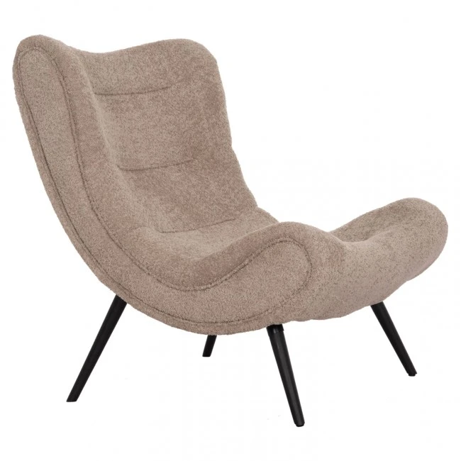 ΠΟΛΥΘΡΟΝΑ BRYM HM9605.08 ΣΚΟΥΡΟ ΜΠΕΖ ΜΠΟΥΚΛΕ ΥΦΑΣΜΑ-ΜΑΥΡΑ ΞΥΛΙΝΑ ΠΟΔΙΑ 80x95x95Υεκ.