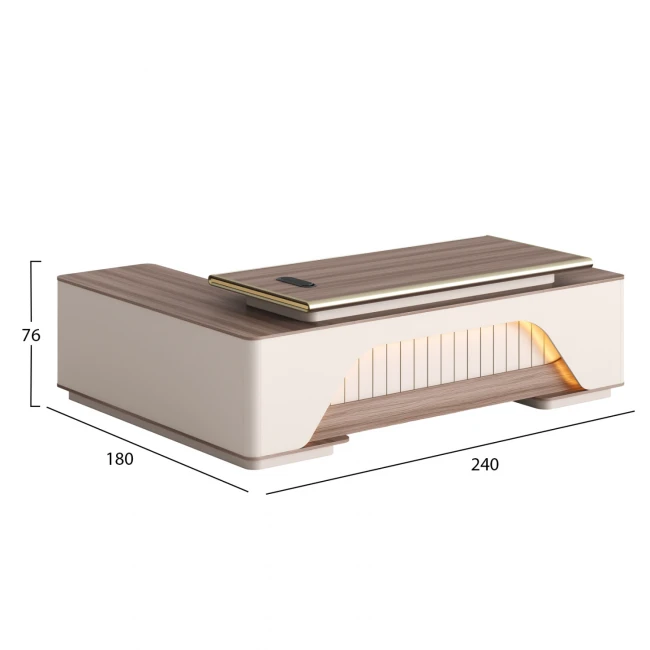 ΓΡΑΦΕΙΟ ΔΕΞΙΑ ΓΩΝΙΑ ΣΕΙΡΑ SUPERON HM2137R ΜΕΛΑΜΙΝΗ ΜΠΕΖ--LED ΦΩΤΙΣΜΟΣ 240x180x76Υεκ.