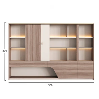 ΒΙΒΛΙΟΘΗΚΗ ΣΕΙΡΑ SUPERON HM2141 ΜΕΛΑΜΙΝΗ ΜΠΕΖ & ΦΥΣΙΚΟ--LED ΦΩΤΙΣΜΟΣ 300x40x200Υεκ