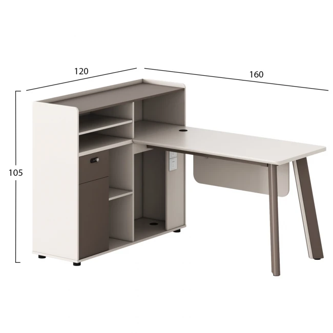 ΓΡΑΦΕΙΟ ΑΡΙΣΤΕΡΗ ΓΩΝΙΑ NEWLINE HM18275L ΜΕΛΑΜΙΝΗ ΕΚΡΟΥ-ΠΟΔΙΑ ΑΛΟΥΜΙΝΙΟΥ 160x120x105Υεκ