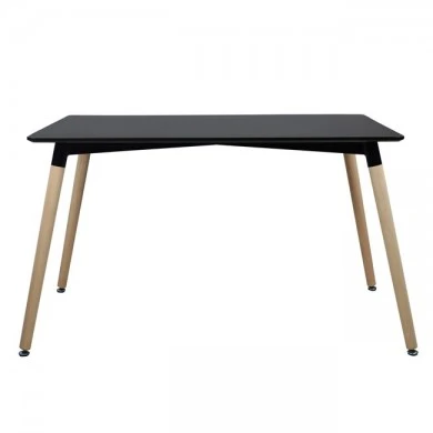 ΤΡΑΠΕΖΙ HM8697.02 MINIMAL, μαύρο MDF, ξύλινα πόδια οξιά, 160Χ90X74Υεκ.