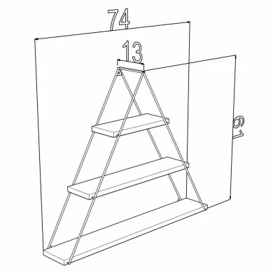 ΡΑΦΙΕΡΑ ISHARA ΜΕΛΑΜΙΝΗΣ ΤΡΙΓΩΝΙΚΗ ΚΑΡΥΔΙ ΜΕΤΑΛΛΟ HM9184.03 74x13x61 εκ.