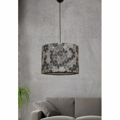 ΦΩΤΙΣΤΙΚΟ ΟΡΟΦΗΣ ΚΡΕΜΑΣΤΟ HM7369 ΜΕΤΑΛΛΟ ΚΑΙ ΥΦΑΣΜΑ ΜΑΥΡΟ ΓΚΡΙ 28x28x65Υ εκ.