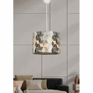 ΦΩΤΙΣΤΙΚΟ ΟΡΟΦΗΣ ΚΡΕΜΑΣΤΟ HM7370 ΜΕΤΑΛΛΟ ΚΑΙ ΥΦΑΣΜΑ ΓΚΡΙ ΚΙΤΡΙΝΟ 28x28x65Υ εκ.