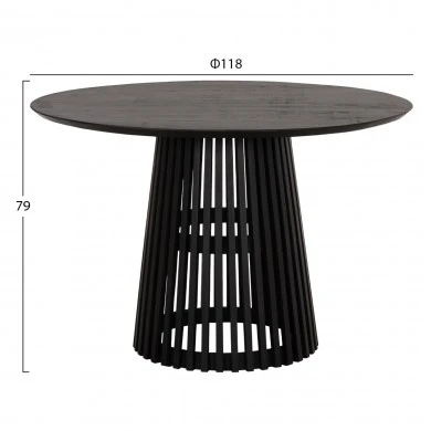 ΤΡΑΠΕΖΙ ΤΡΑΠΕΖΑΡΙΑΣ ΣΤΡΟΓΓΥΛΟ FRANTZ HM9388.02 ΜΑΣΙΦ ΞΥΛΟ MINDI BLACK Φ118x79Υεκ.