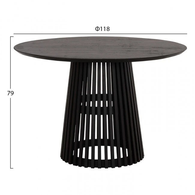 ΤΡΑΠΕΖΙ ΤΡΑΠΕΖΑΡΙΑΣ ΣΤΡΟΓΓΥΛΟ FRANTZ HM9388.02 ΜΑΣΙΦ ΞΥΛΟ MINDI BLACK Φ118x79Υεκ.