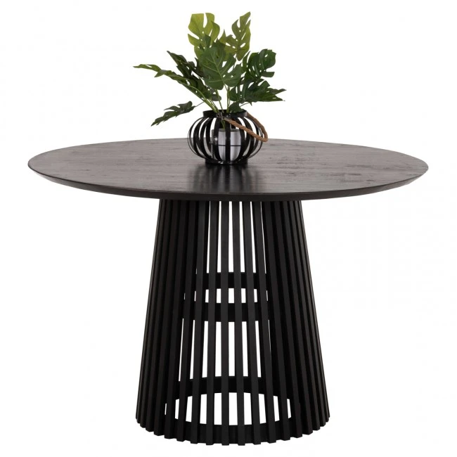 ΤΡΑΠΕΖΙ ΤΡΑΠΕΖΑΡΙΑΣ ΣΤΡΟΓΓΥΛΟ FRANTZ HM9388.02 ΜΑΣΙΦ ΞΥΛΟ MINDI BLACK Φ118x79Υεκ.