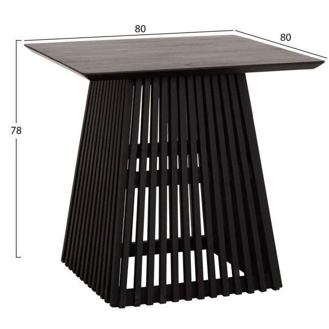 ΤΡΑΠΕΖΙ ΤΡΑΠΕΖΑΡΙΑΣ ΤΕΤΡΑΓΩΝΟ FRANTZ HM9458.02 MINDI ΞΥΛΟ ΜΑΥΡΟ 80x80x78Yεκ.