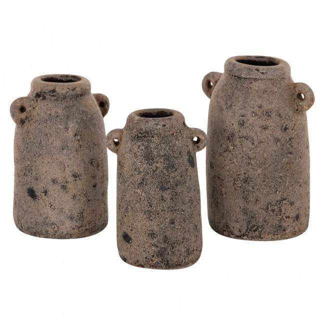 ΔΙΑΚΟΣΜΗΤΙΚA ΣΕΤ 3ΤΜΧ ΒΑΖA ΑΠΟ TERRACOTTA ΓΚΡΙ HM7710.11 Φ12Χ22Υ εκ