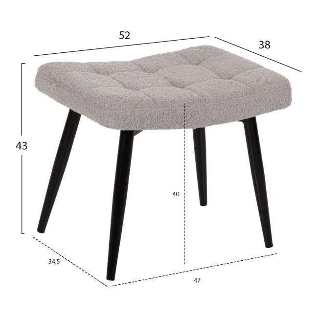 ΠΟΛΥΘΡΟΝΑ ΜΠΕΡΖΕΡΑ CRAWLEY ΜΕ ΥΠΟΠΟΔΙΟ HM8918.21 ΥΦΑΣΜΑ ΜΠΟΥΚΛΕ ΓΚΡΙ 70x74x105Υ εκ.