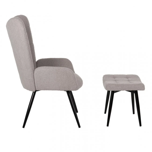 ΠΟΛΥΘΡΟΝΑ ΜΠΕΡΖΕΡΑ CRAWLEY ΜΕ ΥΠΟΠΟΔΙΟ HM8918.21 ΥΦΑΣΜΑ ΜΠΟΥΚΛΕ ΓΚΡΙ 70x74x105Υ εκ.